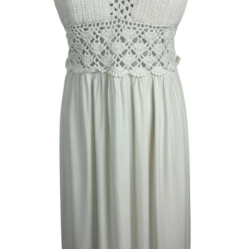 Lilbetter Elegant Crochet Halter Top‎ Elastic Waist Maxi Dress Women's XL White - Picture 3 of 10